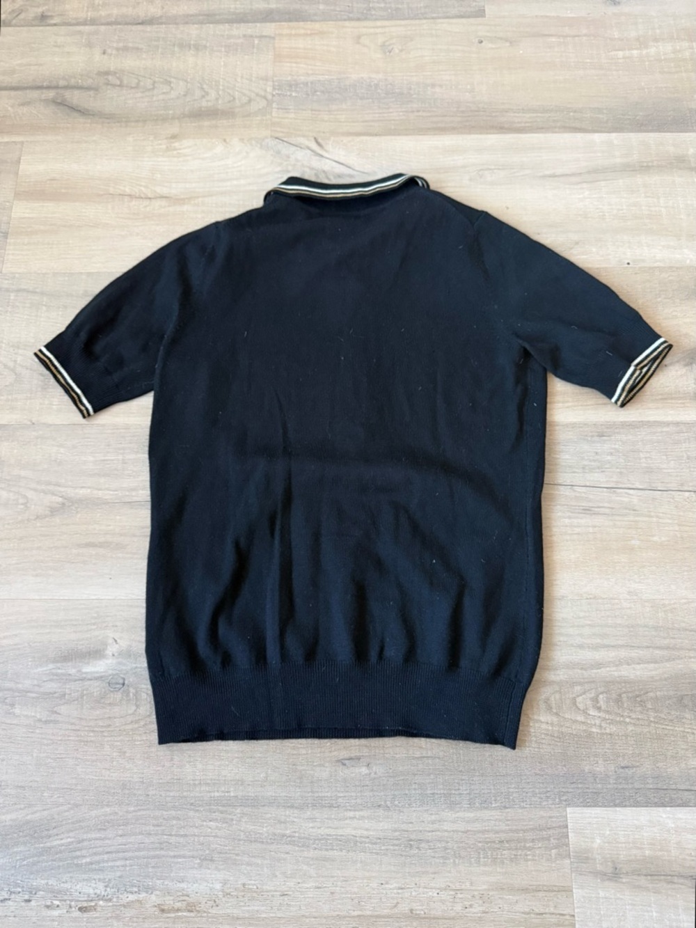 Vintage Lacoste Black Wool Short Sleeve Polo Shirt Sweater - US 8 (40) - Picture 3 of 6